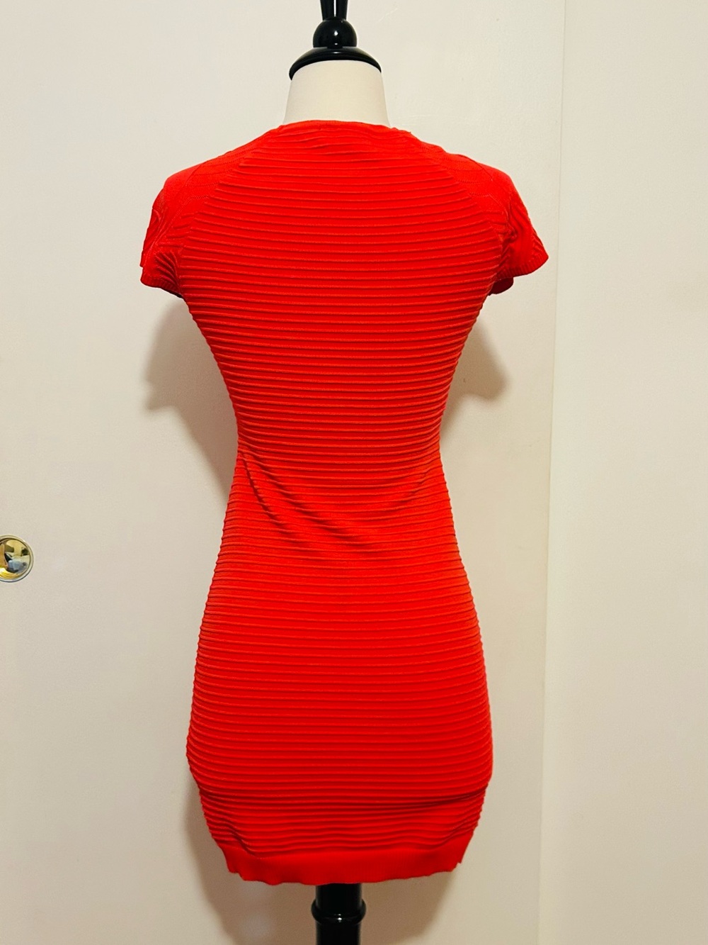 Bebe Orange Red Ribbed Mini Dress - Picture 3 of 5